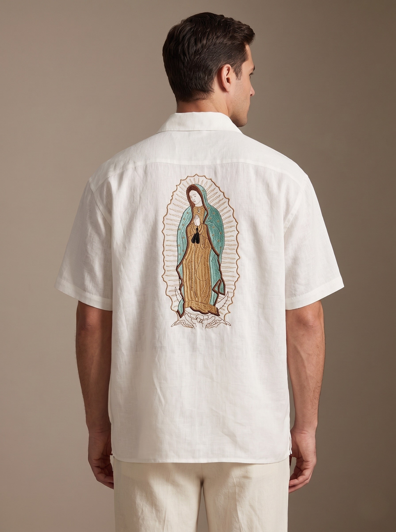 Camisa Manga Corta Hombre Virgen de Guadalupe